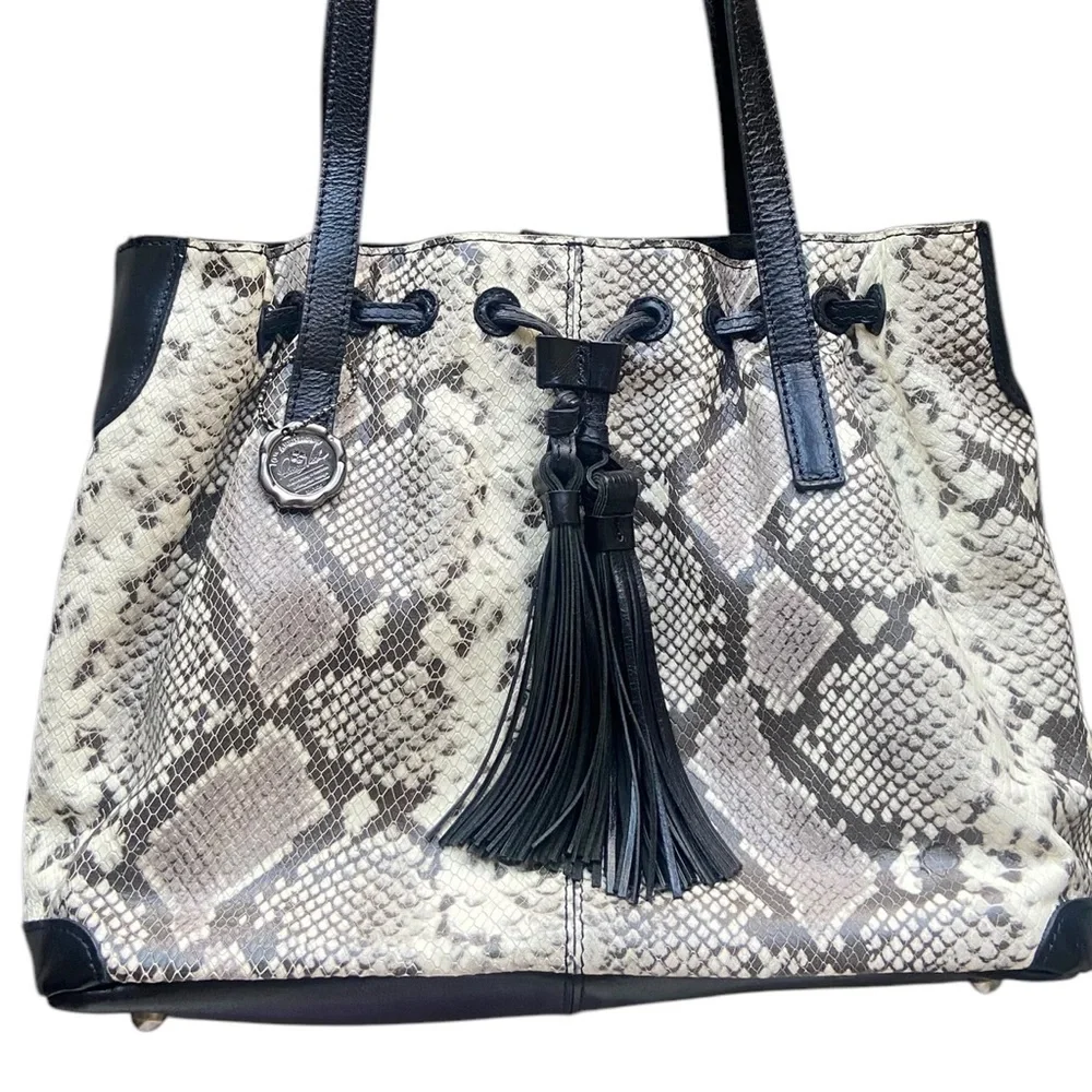 Patricia Nash Leather Drawstring Tassel Witney Tote Bag